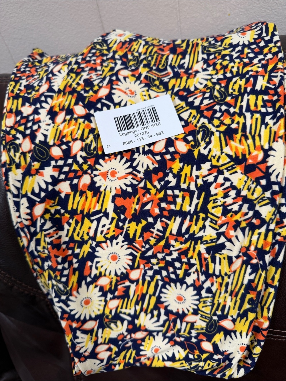 Lularoe Floral & Abstract Print Leggings - Navy Multi